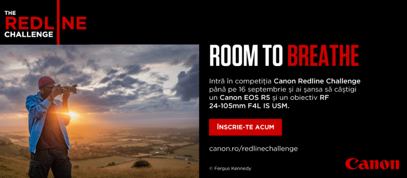  Canon Redline Challenge: Câștigă un aparat foto Canon R5 și un obiectiv RF 24-105mm F4